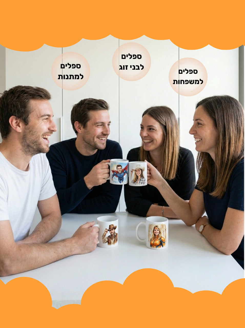 סט ספלים מעוצבים בהתאמה אישית